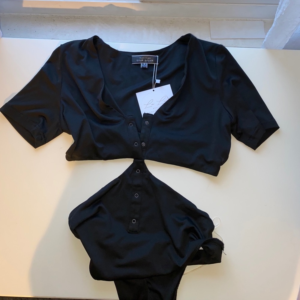 Blue Blush Black Bodysuit